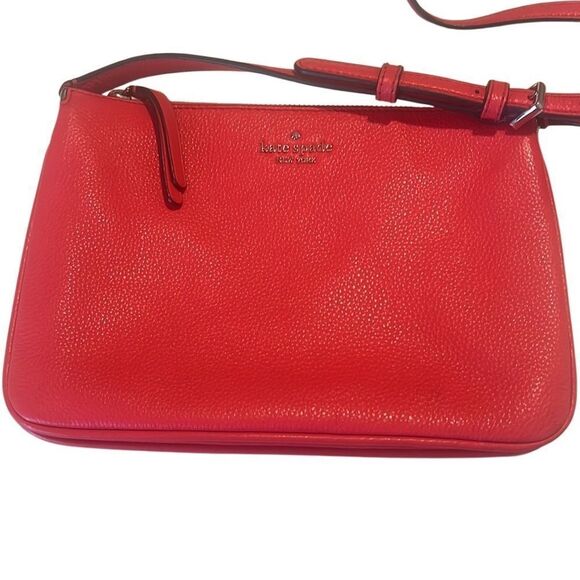 Kate Spade Coral Leila Triple Gusset Adjustable Strap Leather Crossbody - Picture 2 of 13